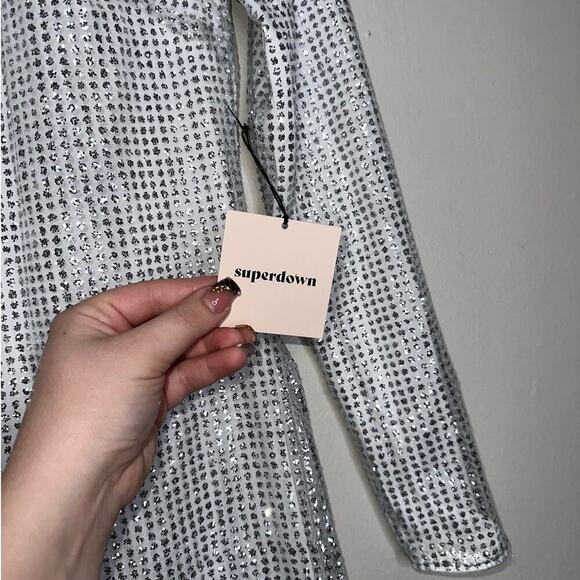 Superdown NWT Evie Sparkle Mini Dress White/Silver Size Small Revolve - Picture 4 of 7